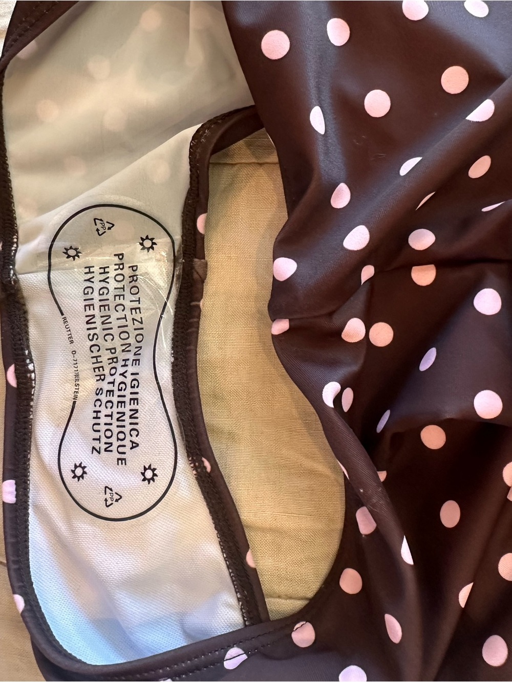 Brown Polka Dot One-Piece Swimsuit with Pink Dots - Women Swim - Picture 7 of 7